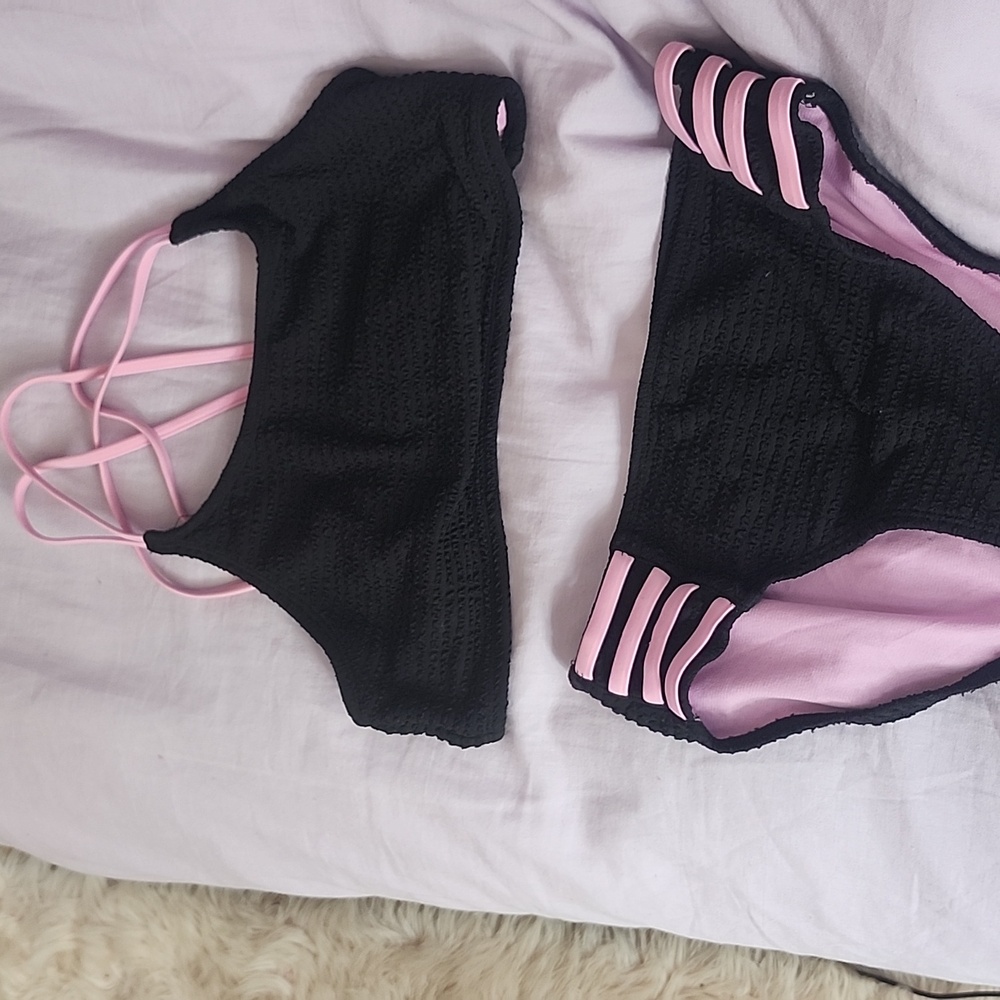 Back and pink children's swimsuit